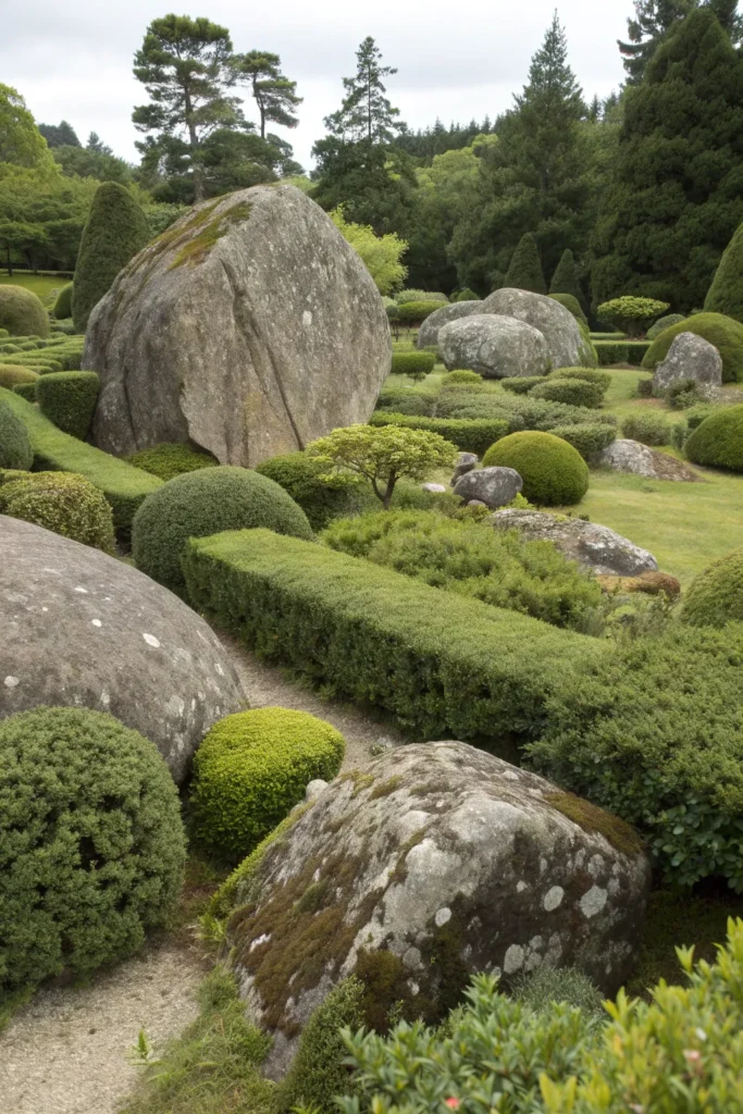 16 natural boulders with green shrubbery large
