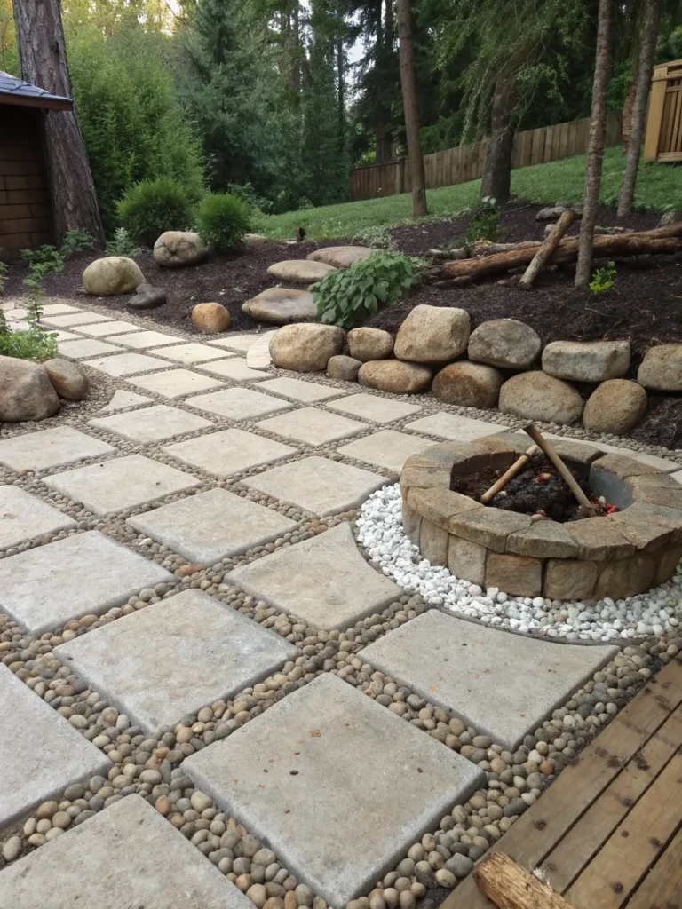 16 paver pattern with pebbles natural fire pit id