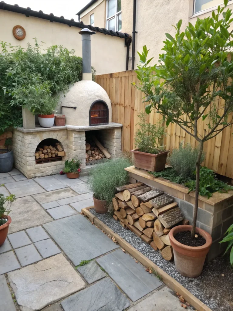 16 small courtyard garden with a compact stone pi