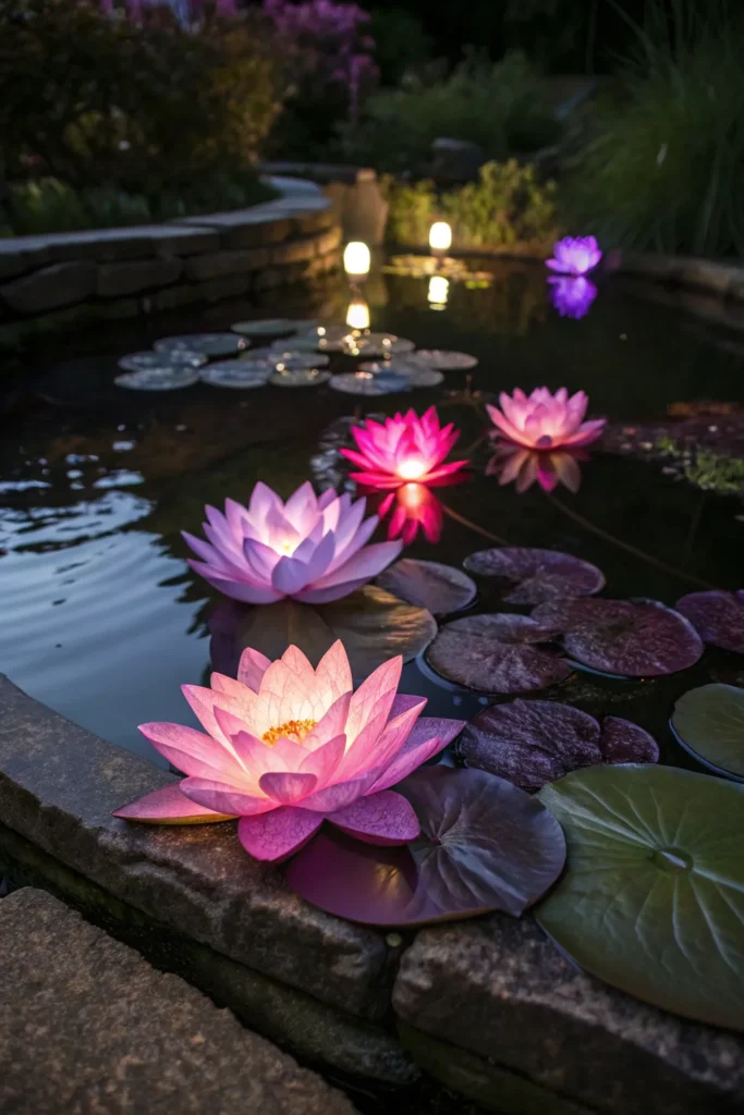 16 submersible lotus leds glowing underwater vi