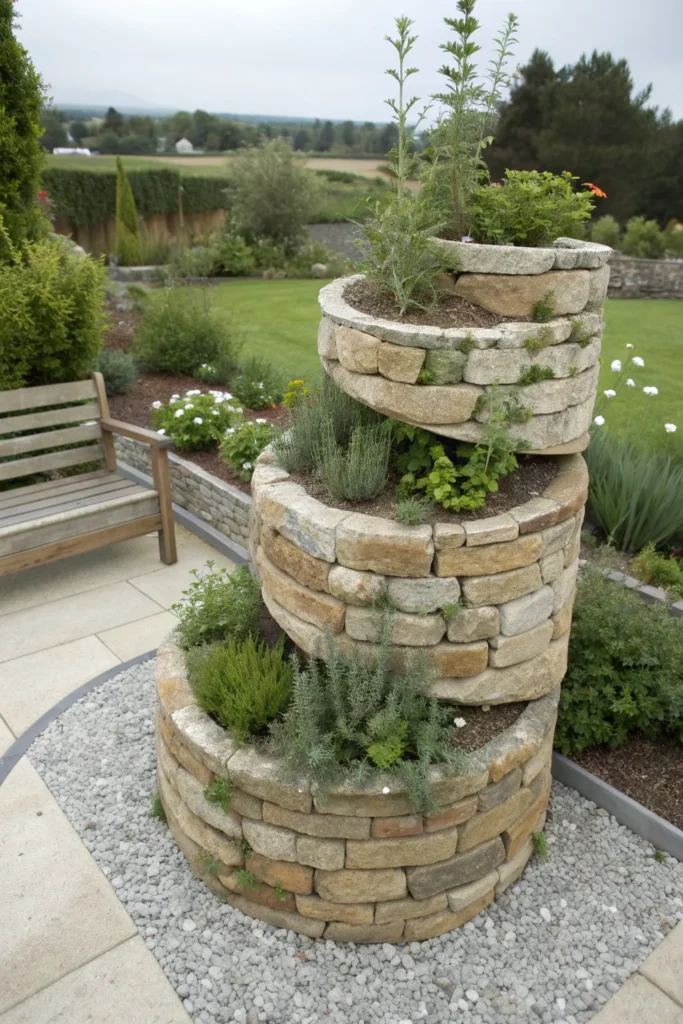 16 vertical herb spiral a spiraling stone plante