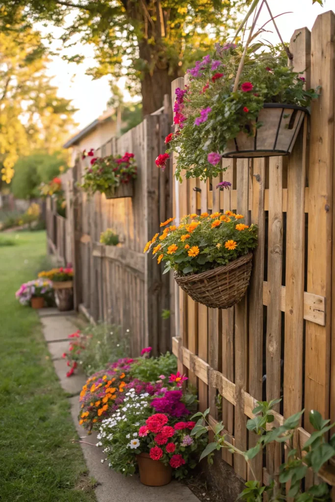 16 wooden pallet fence with wildflowers depict a