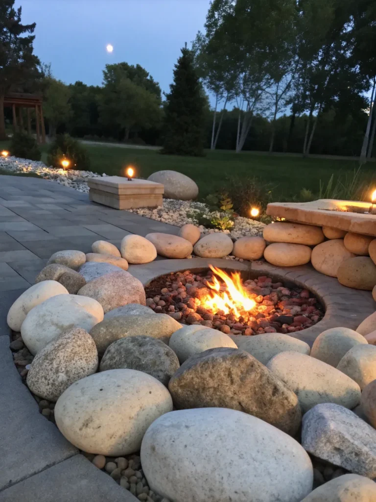 17 decorative river stones natural fire pit ideas