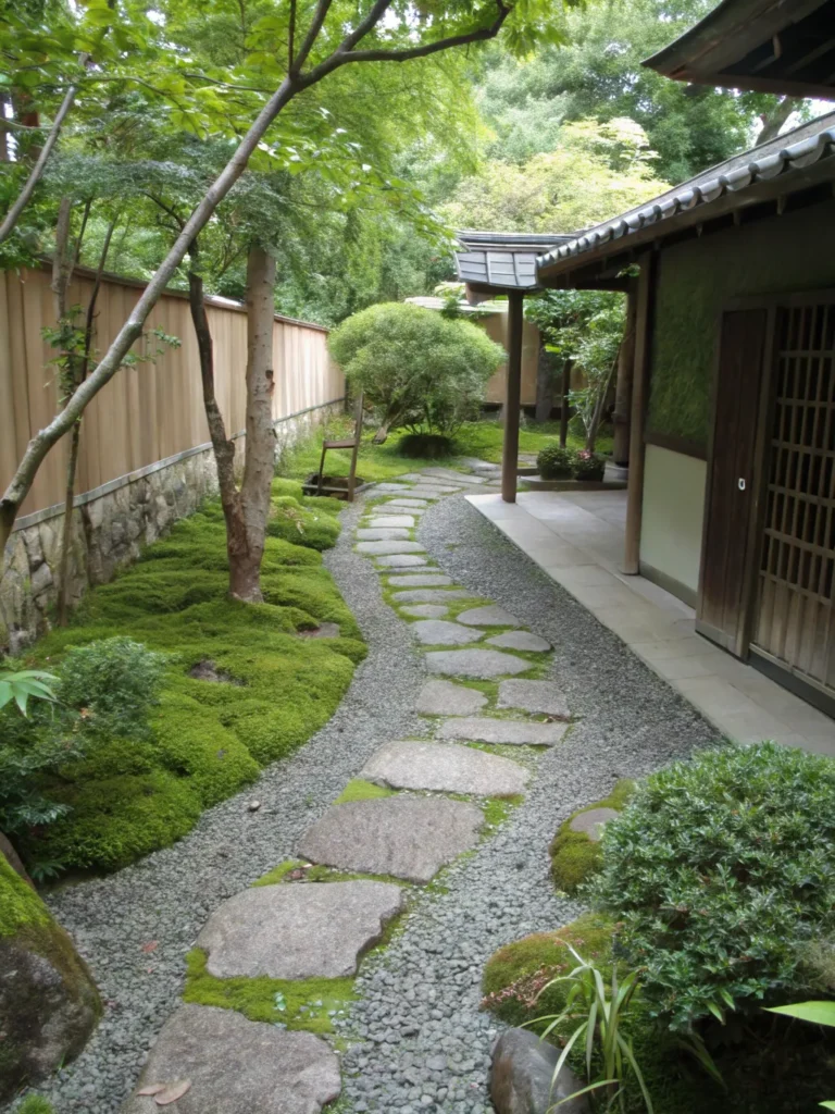 17 gravel pathway with moss a narrow gravel pa