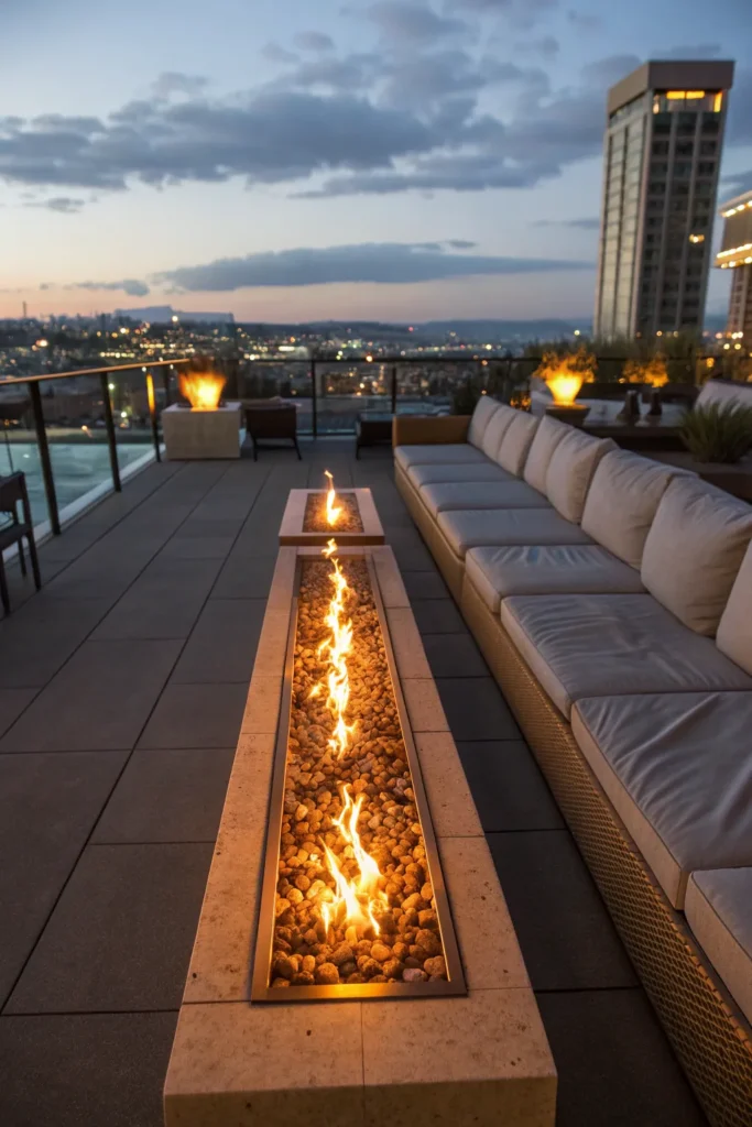 17 linear fire table a long rectangular linear