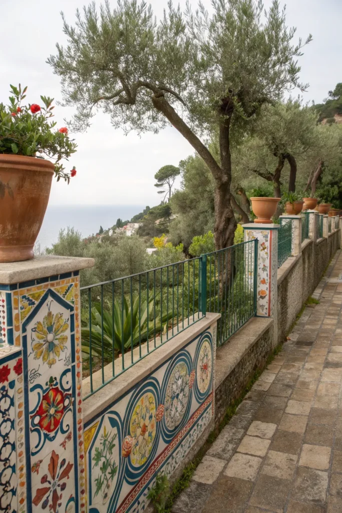 17 mosaic tiled fence fence decorated with color