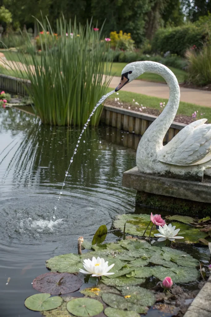17 swan pond spitter a graceful swan sculpture r