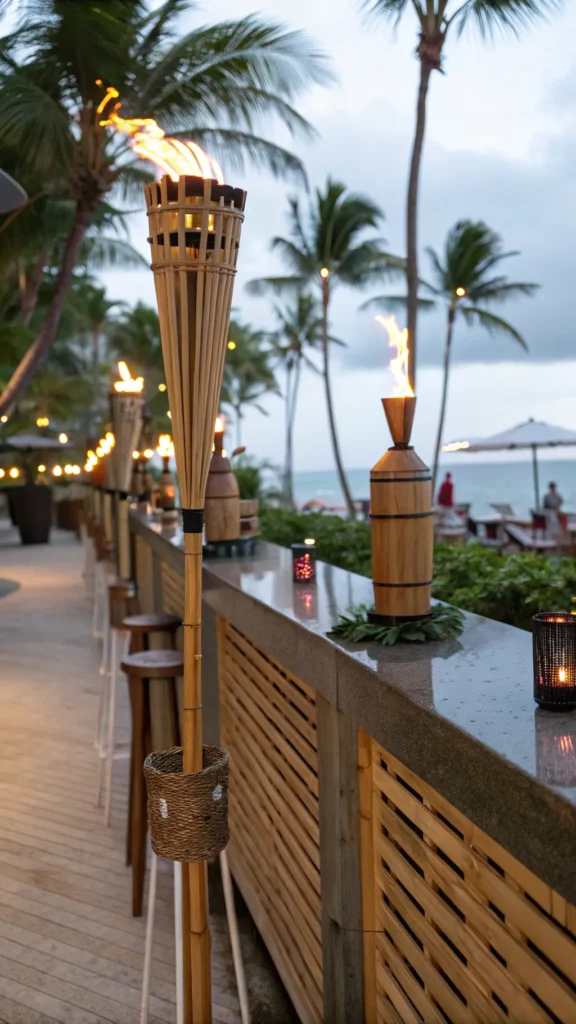 17 tiki torches tropical themed outdoor bar li