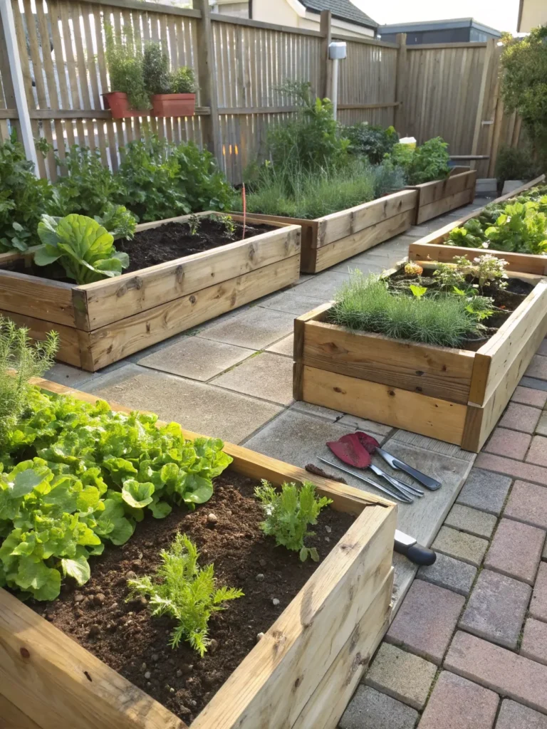17raised garden beds built from sleepers herbs an
