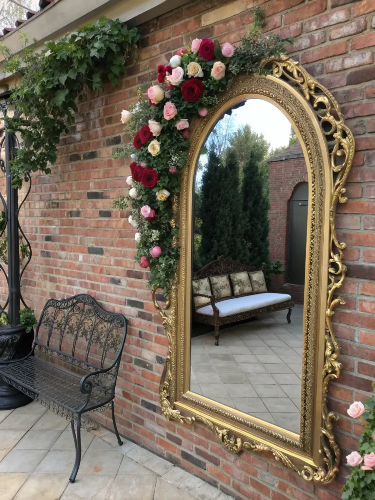 18 a vintage mirror with ornate gold detailing mo