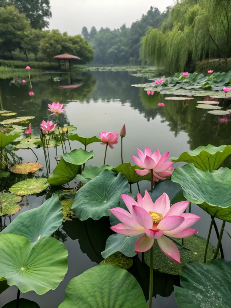 18 lotus garden pond a pond filled with large