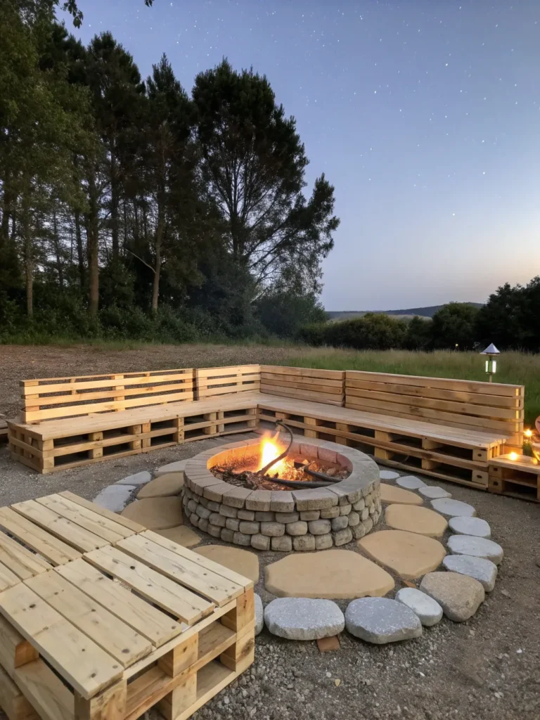 18 wooden pallet seating natural fire pit ideas