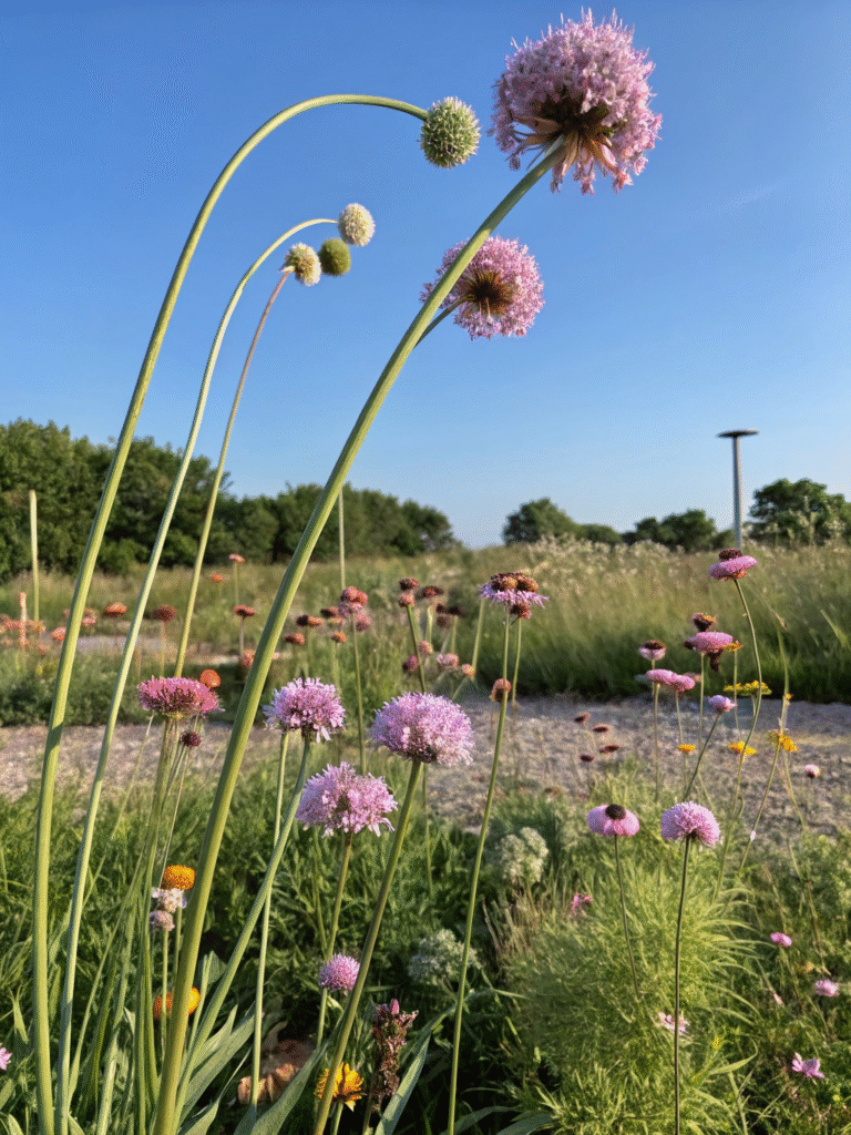 18realistic photo of a native wildflower garden wi