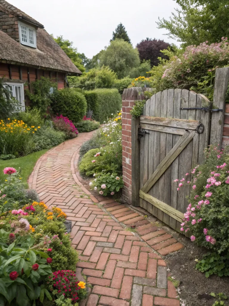 19 brick path in herringbone pattern leading thro