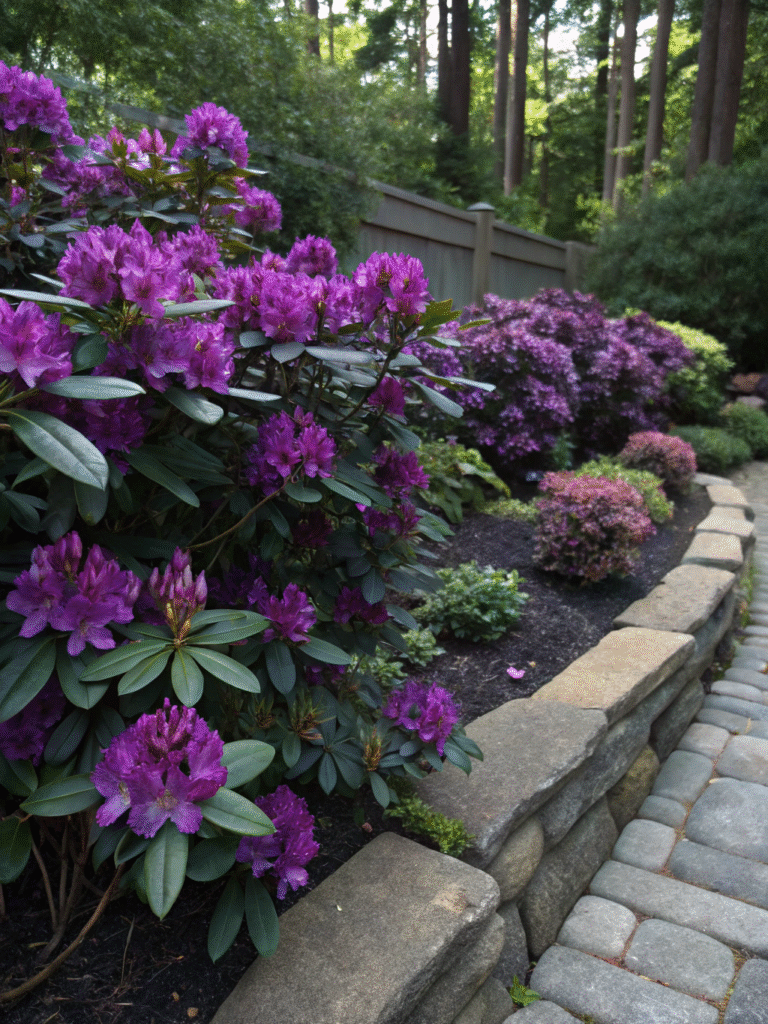 19 dramatic border garden with rhododendron lee