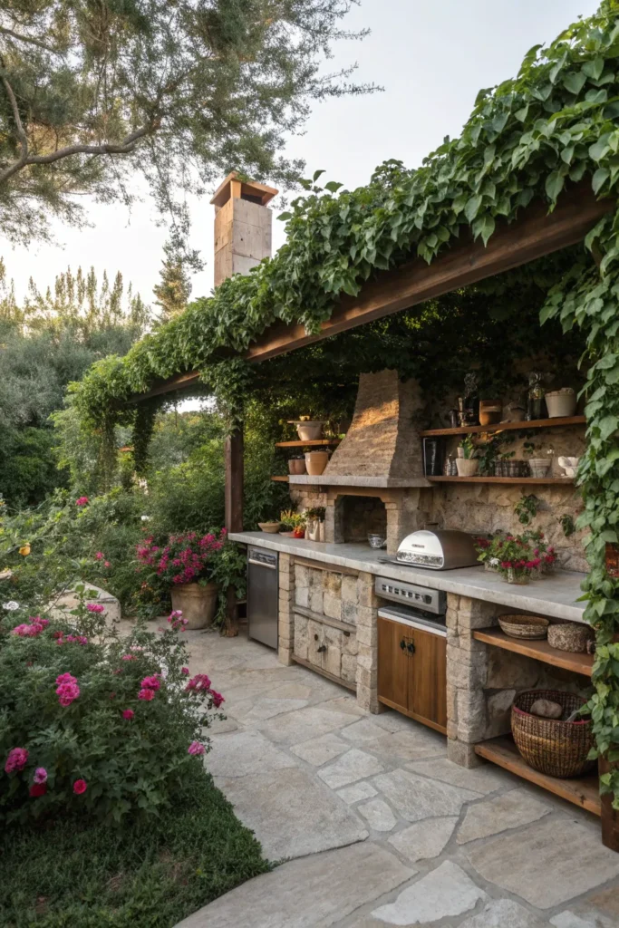 19 lush greenery kitchen depict a rustic outdoor