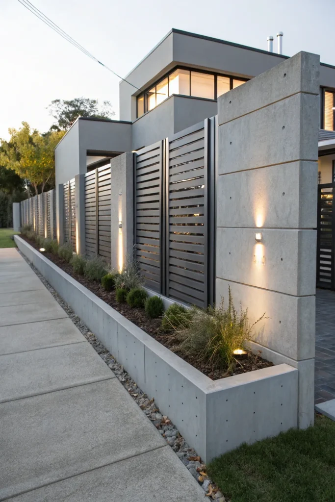 19 minimalist concrete and steel fence create a