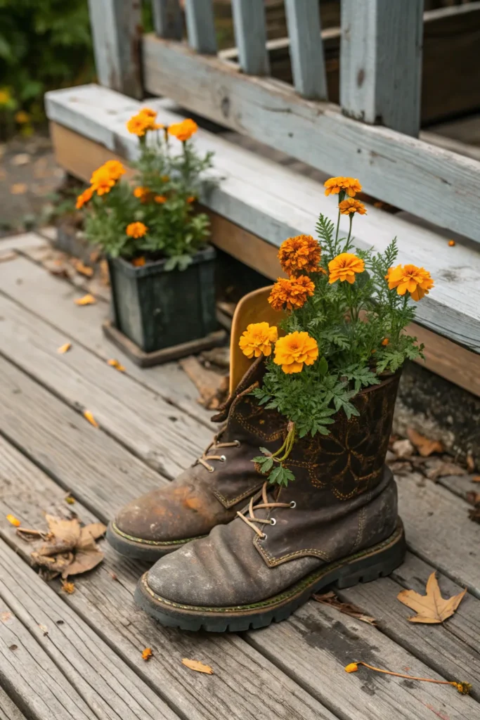 19 old boot planters worn leather boots repurp