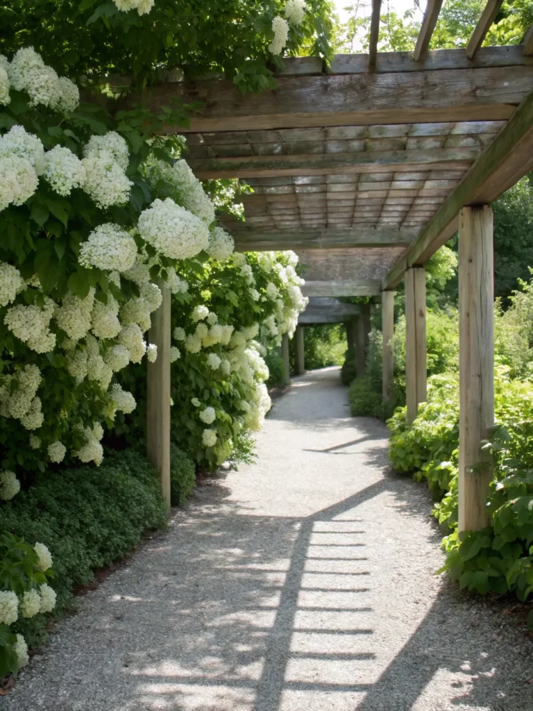 19 realistic garden path under a wooden arbor thi