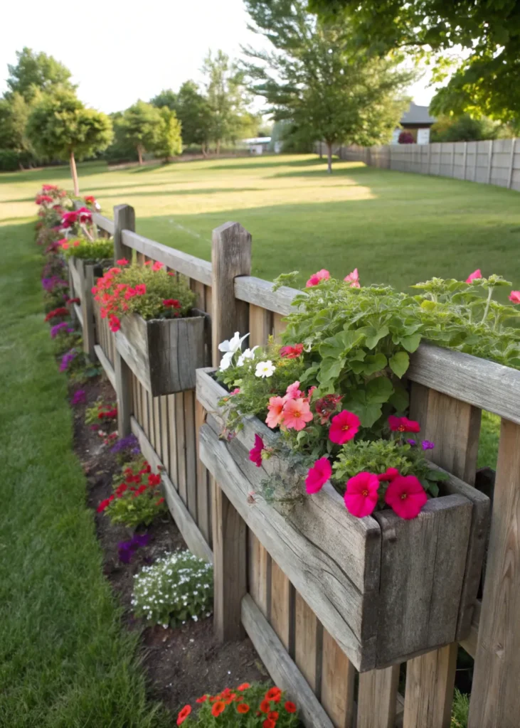 19 rustic fence with built in planter boxes gene