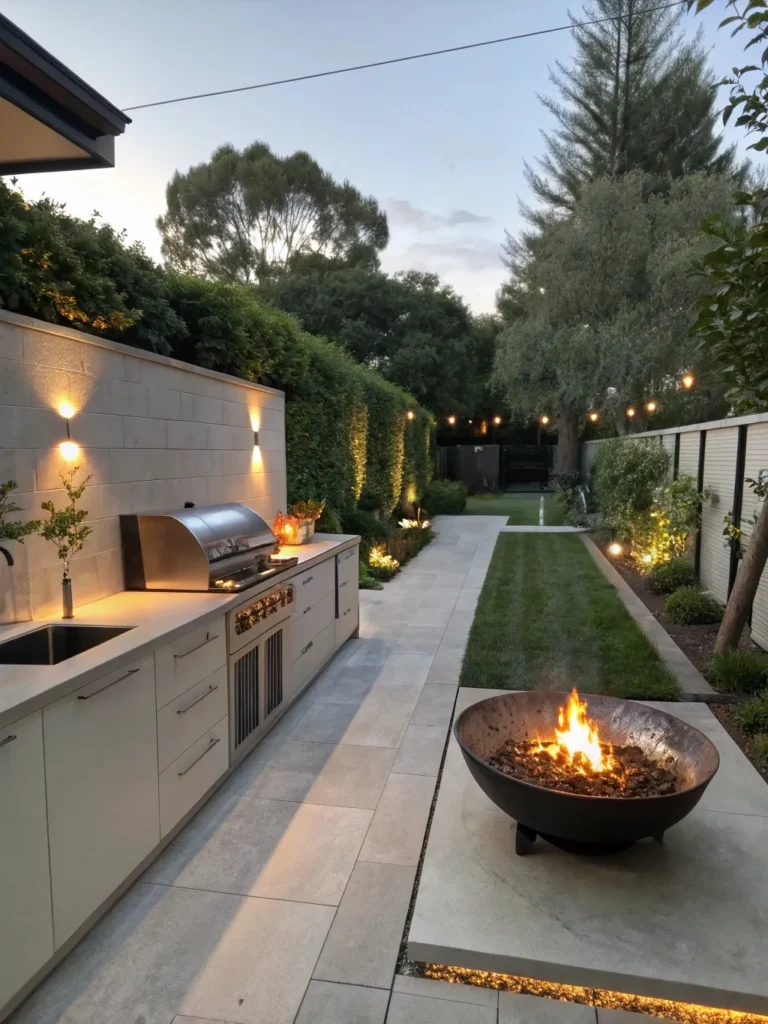 19realistic photo of a modern outdoor kitchen feat
