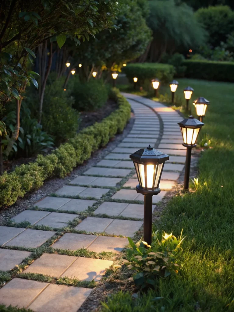 2 a garden path lined with elegant solar lanterns