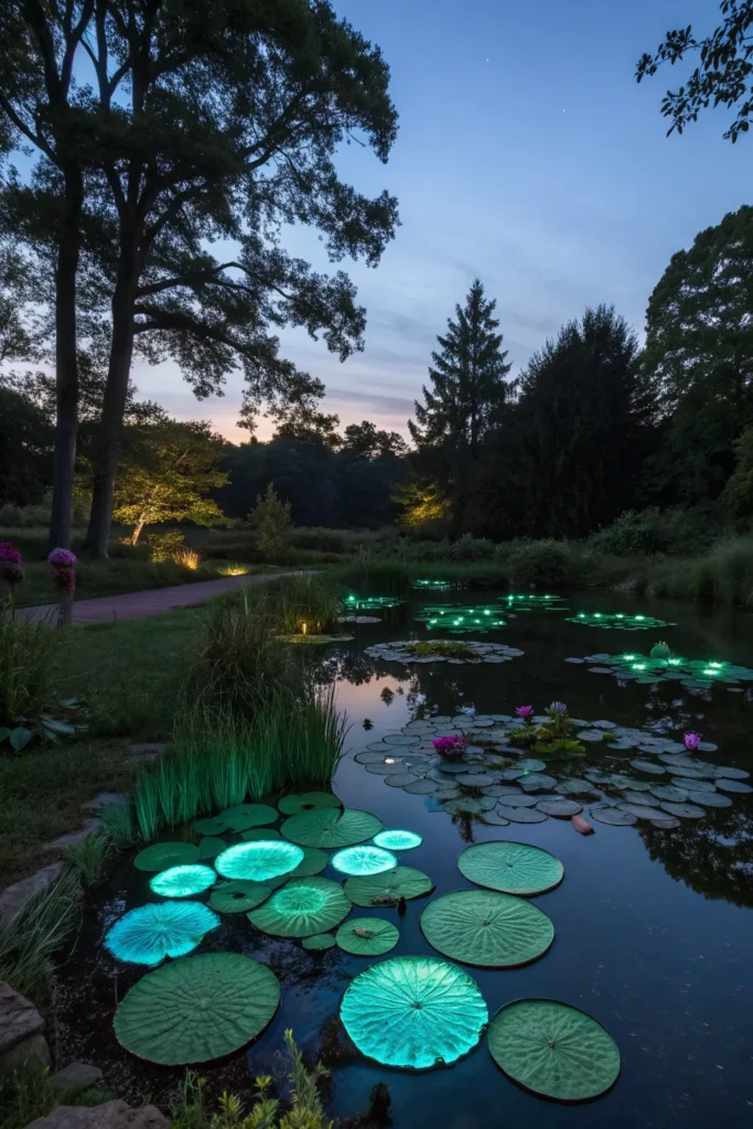 2 a natural pond scattered with glow in the dark