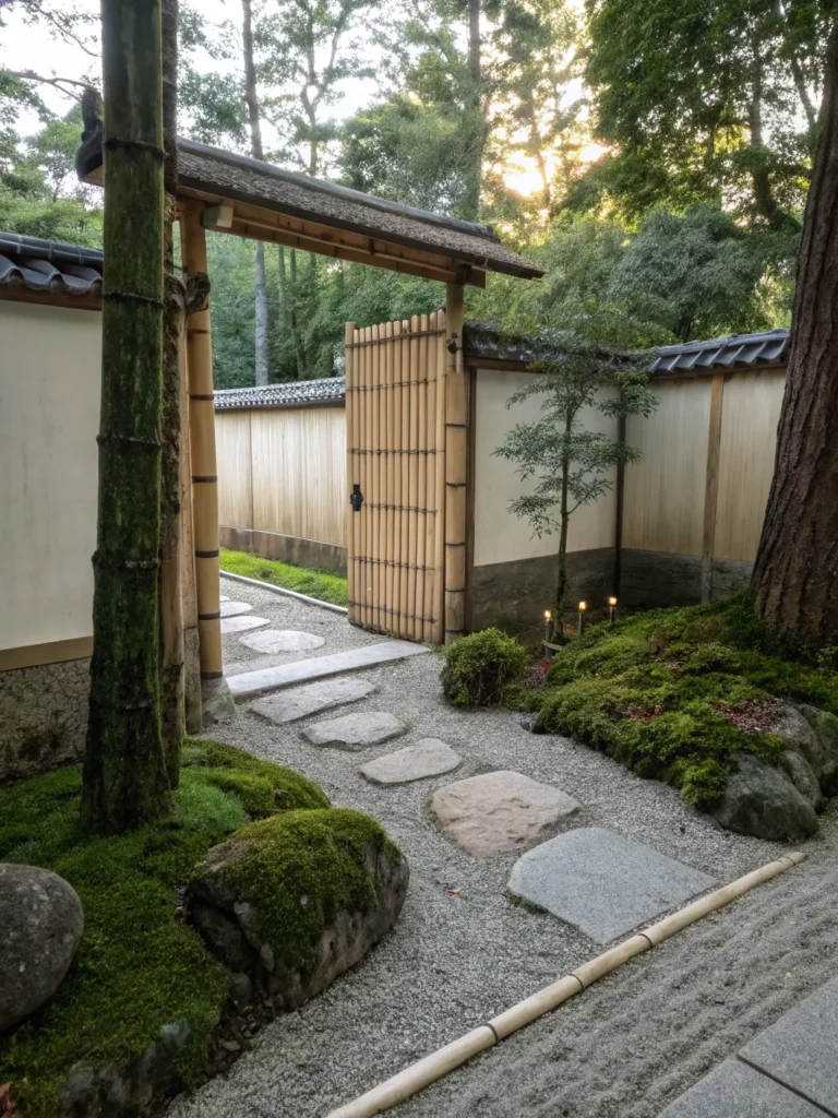 2 a peaceful bamboo gate set within a minimalist