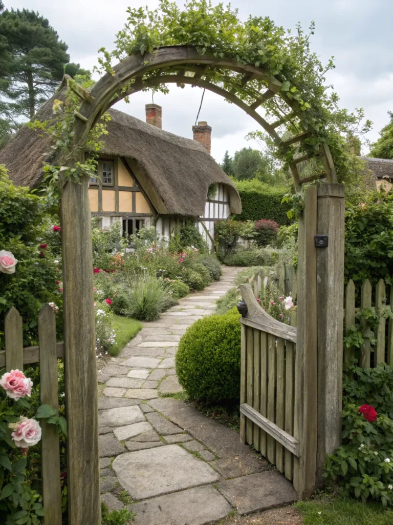 2 arched arbor gate cottage garden gate idea