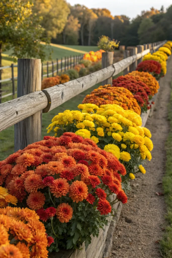 2 chrysanthemum rows of vibrant chrysanthemums i