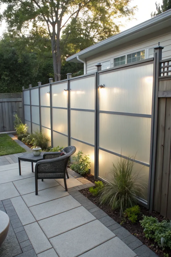 2 frosted glass privacy fence modern backyard wi