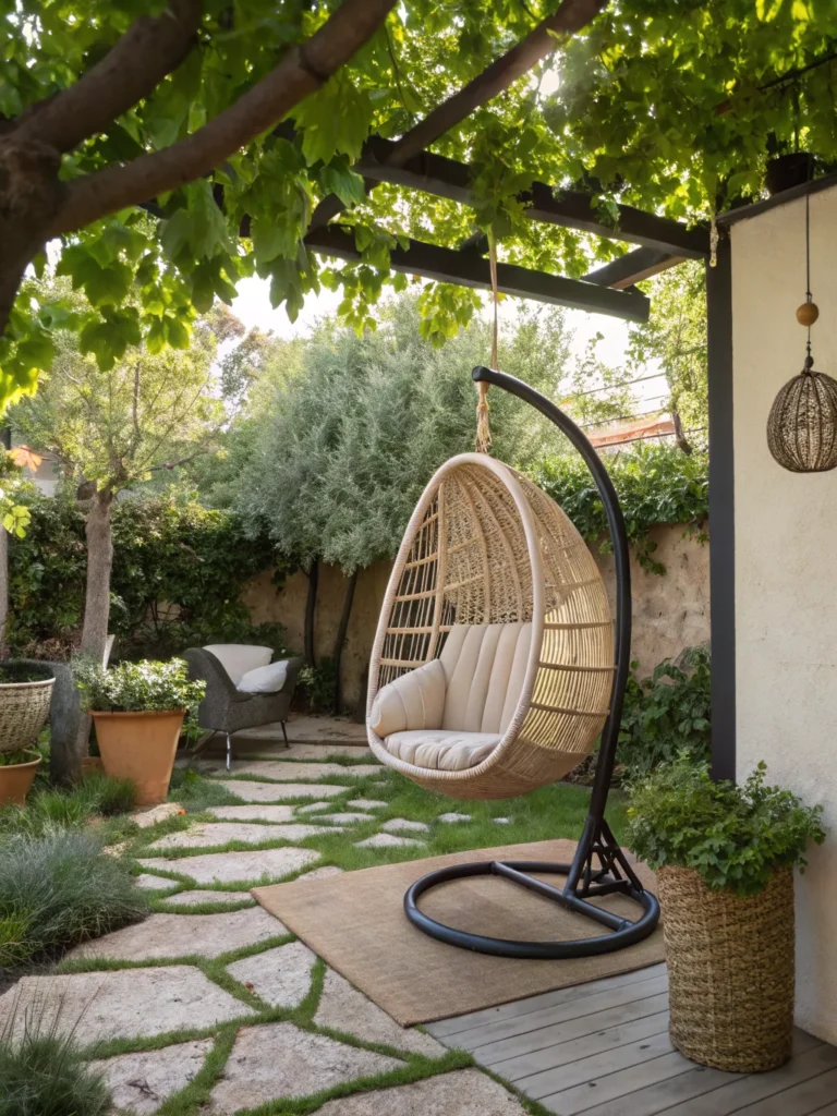 2 hanging egg chair patio seating ideas