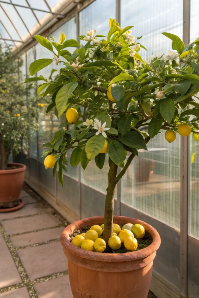 2 lemon trees a small lemon tree in a terracotta