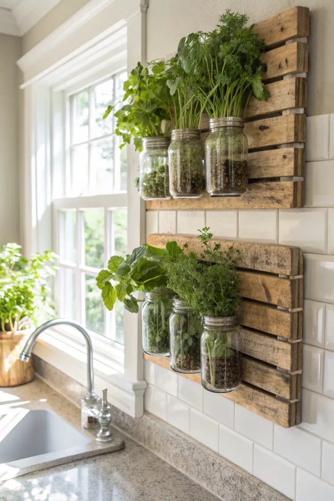 2 mason jar herb garden a bright kitchen wall wi