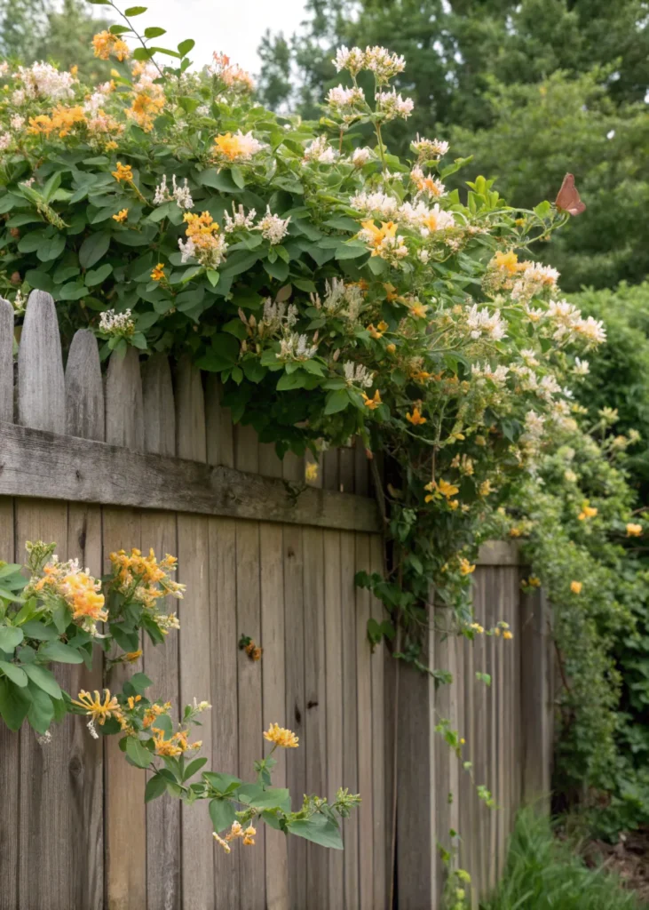 2 rustic cedar fence with honeysuckle generate a