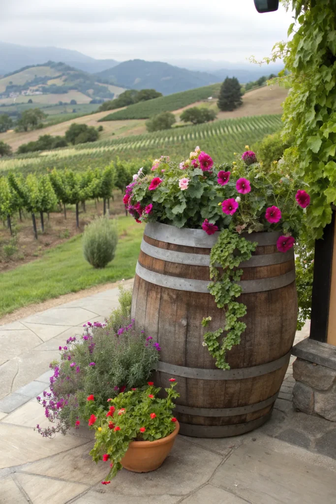 2 wine barrel planter rustic wine barrel cut i