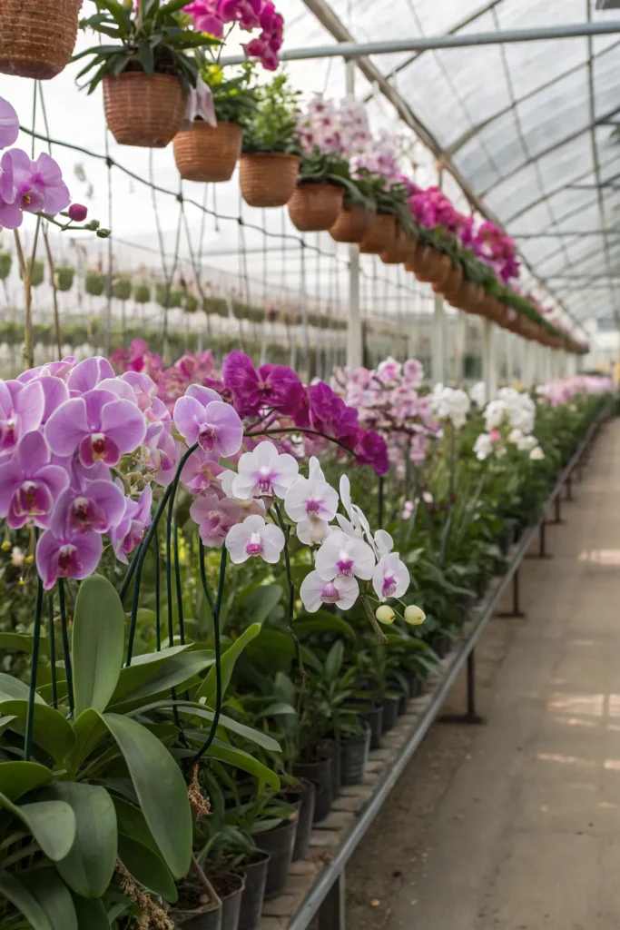 20 orchid collections rows of orchids in bloom p
