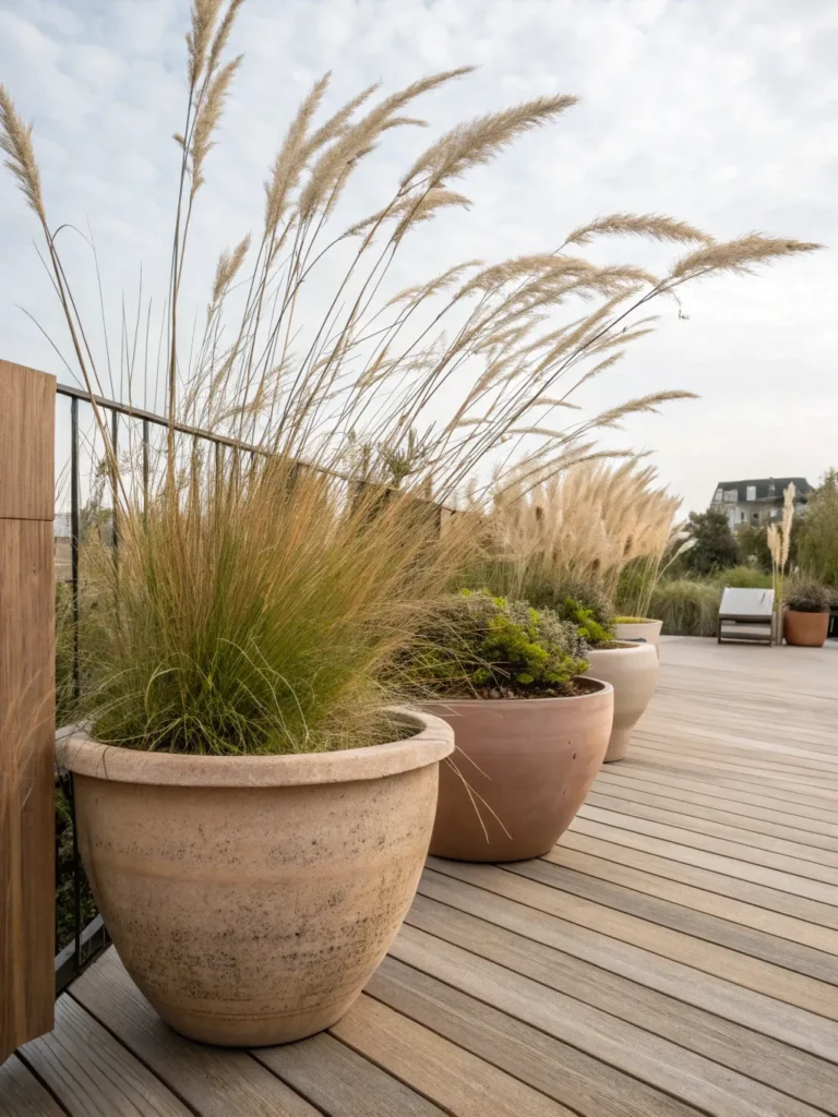 20 ornamental grasses in planters large clay p