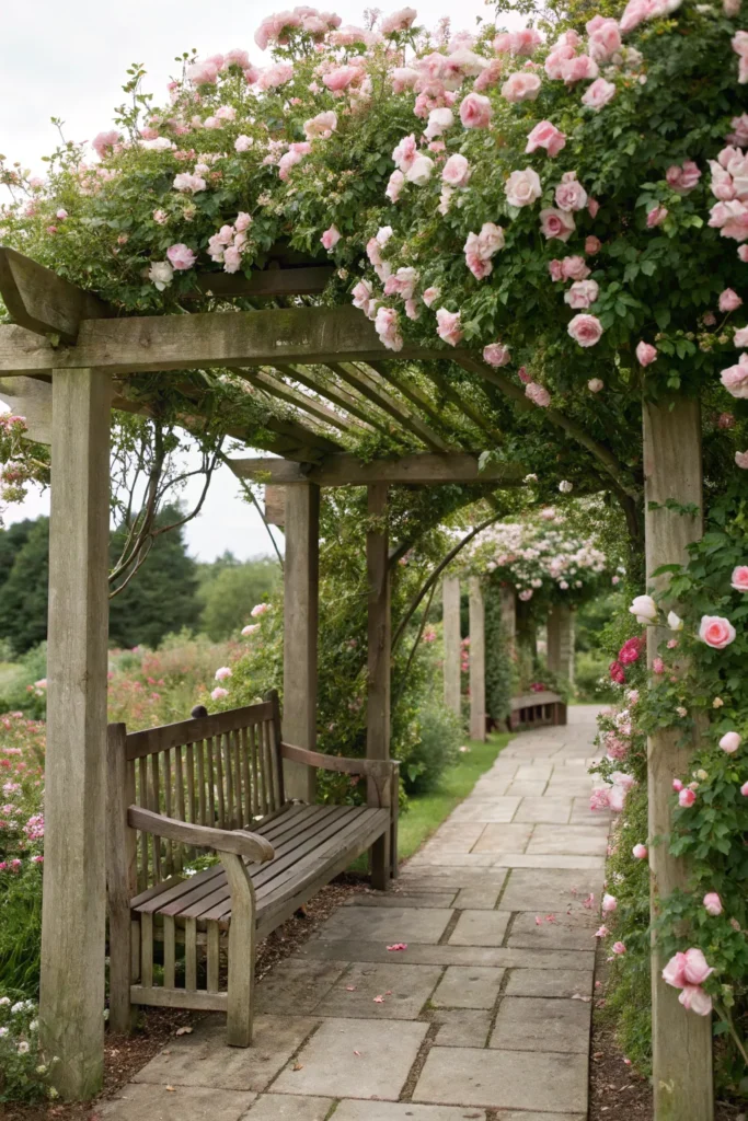 20 romantic english rose pergola covered in cli