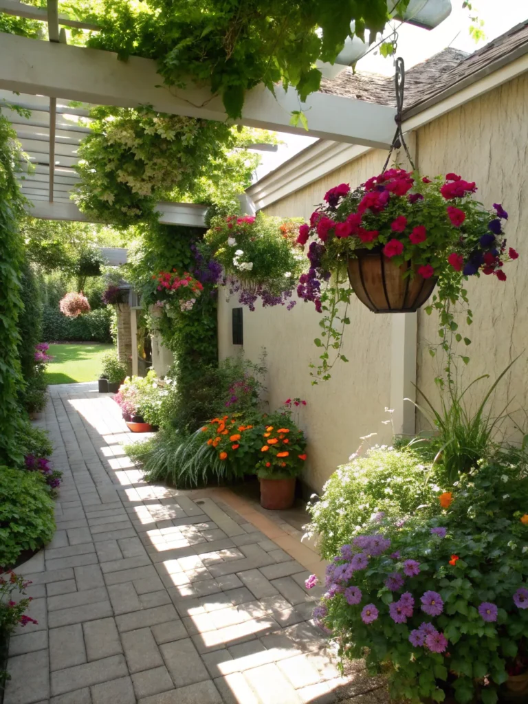 20 small courtyard garden with colorful hanging b