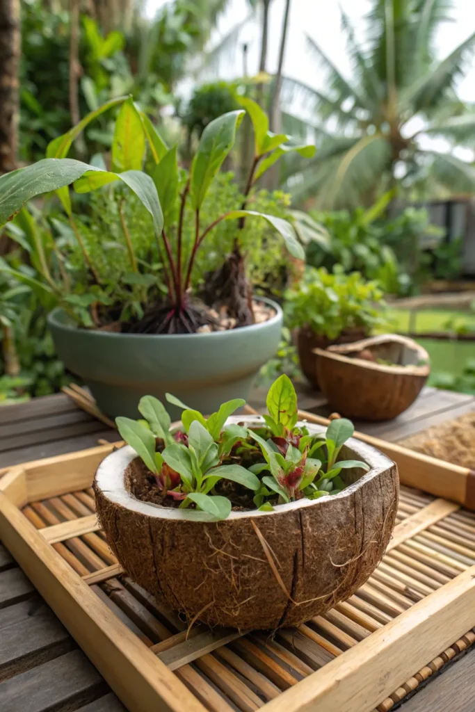 20 sorrel in a coconut shell a halved coconut