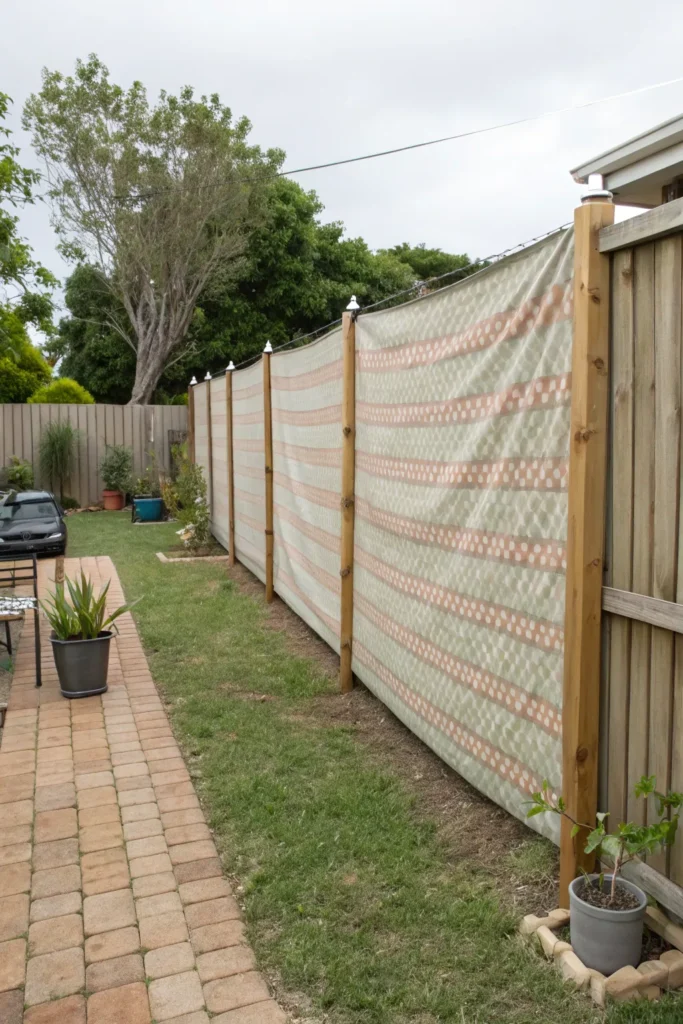20 tarpaulin covered privacy fence show a budget