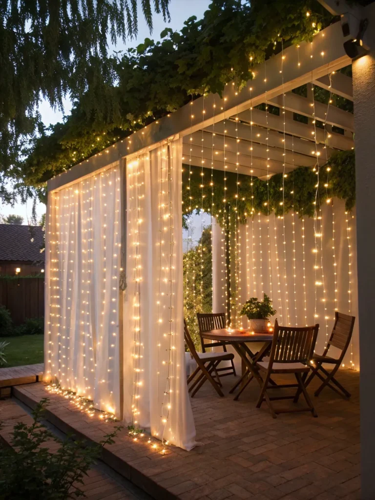20 vertical curtain of fairy lights hanging from