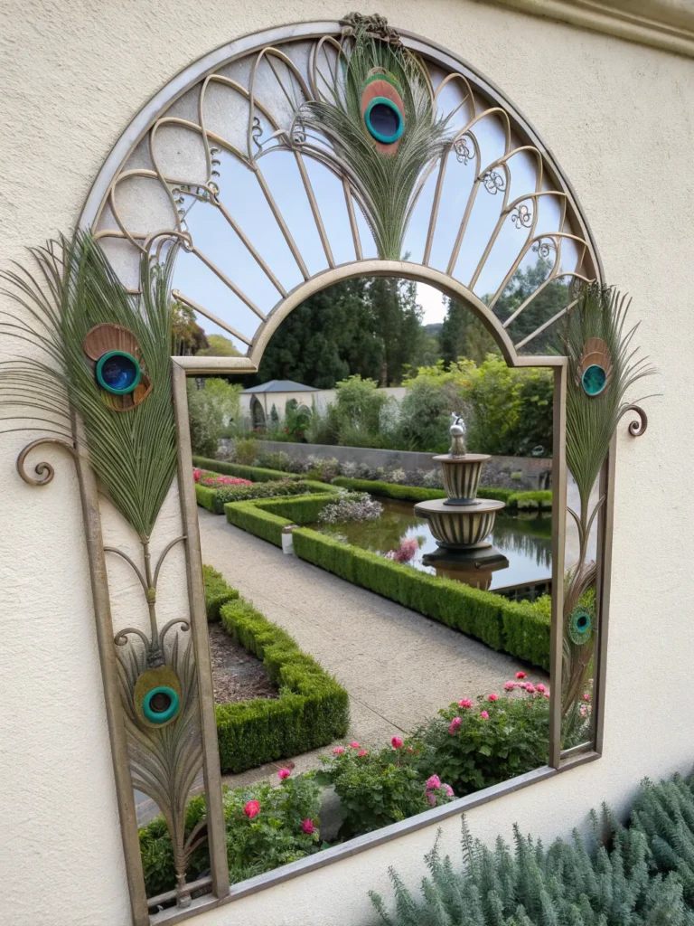 21 a decorative mirror with art deco fan shapes a