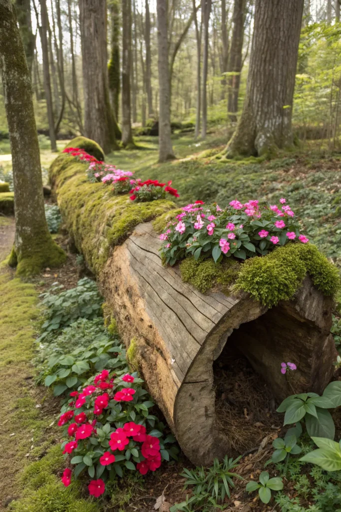 21 hollow log flower bed large hollow log laid
