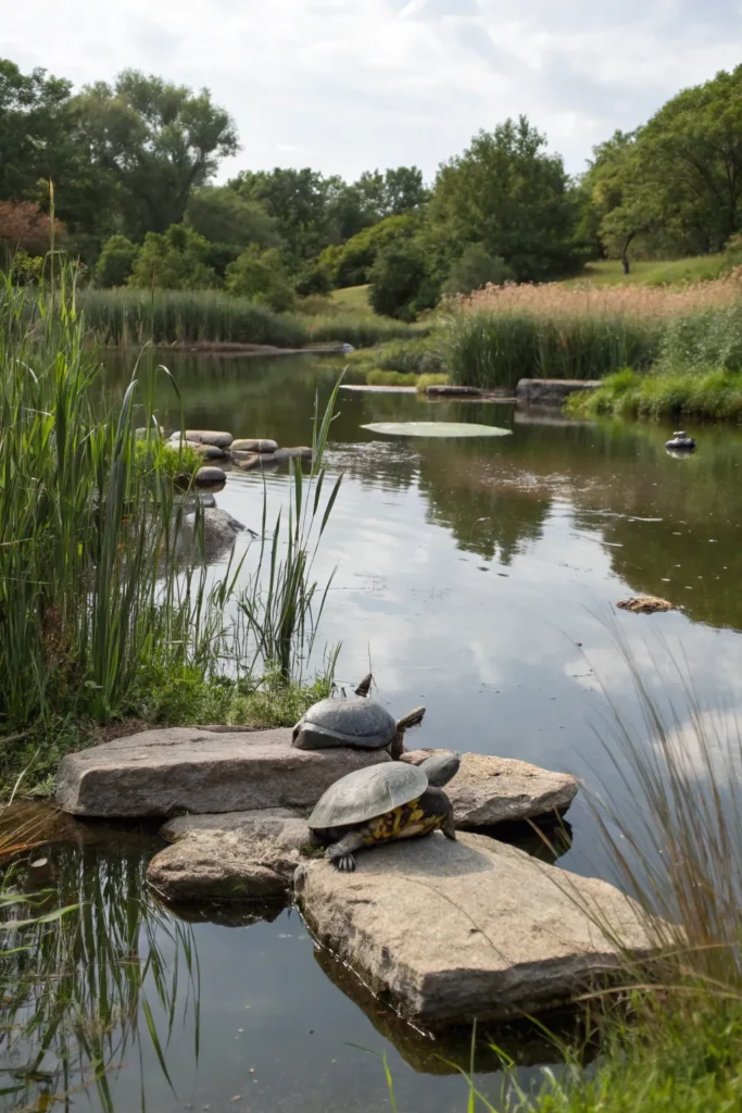 21 turtle basking pond a pond with turtles res