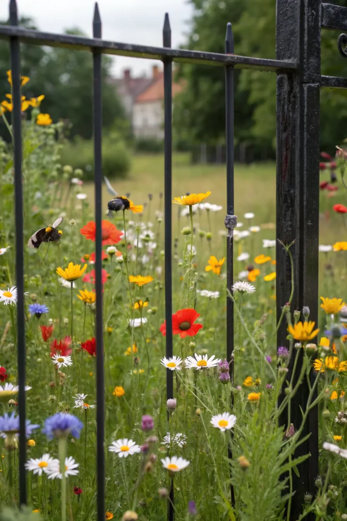 21 wildflower meadow garden a black fence framin
