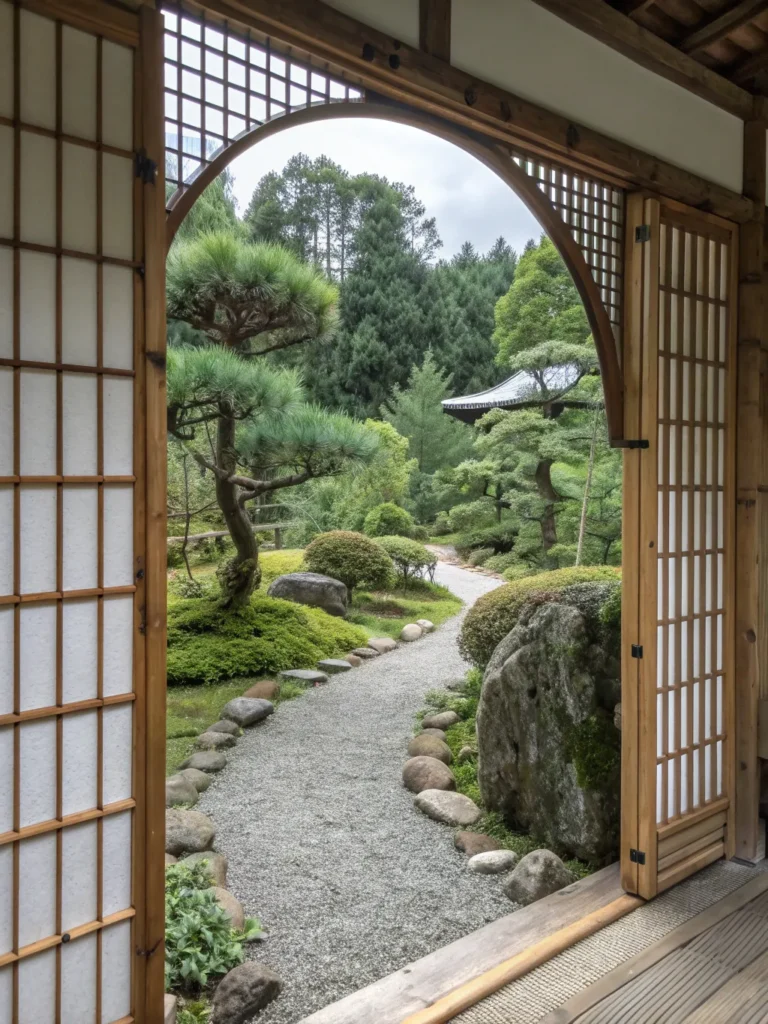 22 a shoji screen style mirror with wooden grid p