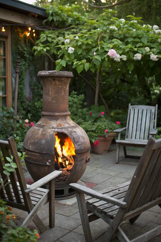 22 a weathered vintage pot converted into a fire