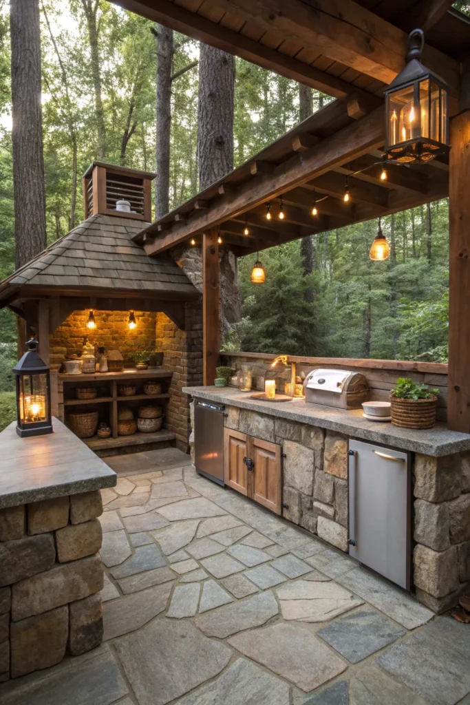 22 cozy wooded backyard kitchen depict a small b